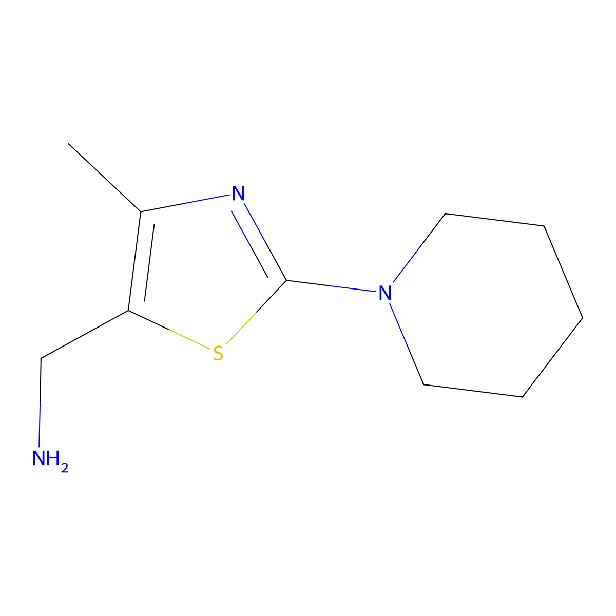[4-Methyl-2-(piperidin-1-yl)-1,3-thiazol-5-yl]methanamine molecular structure, CAS 1211505-05-3