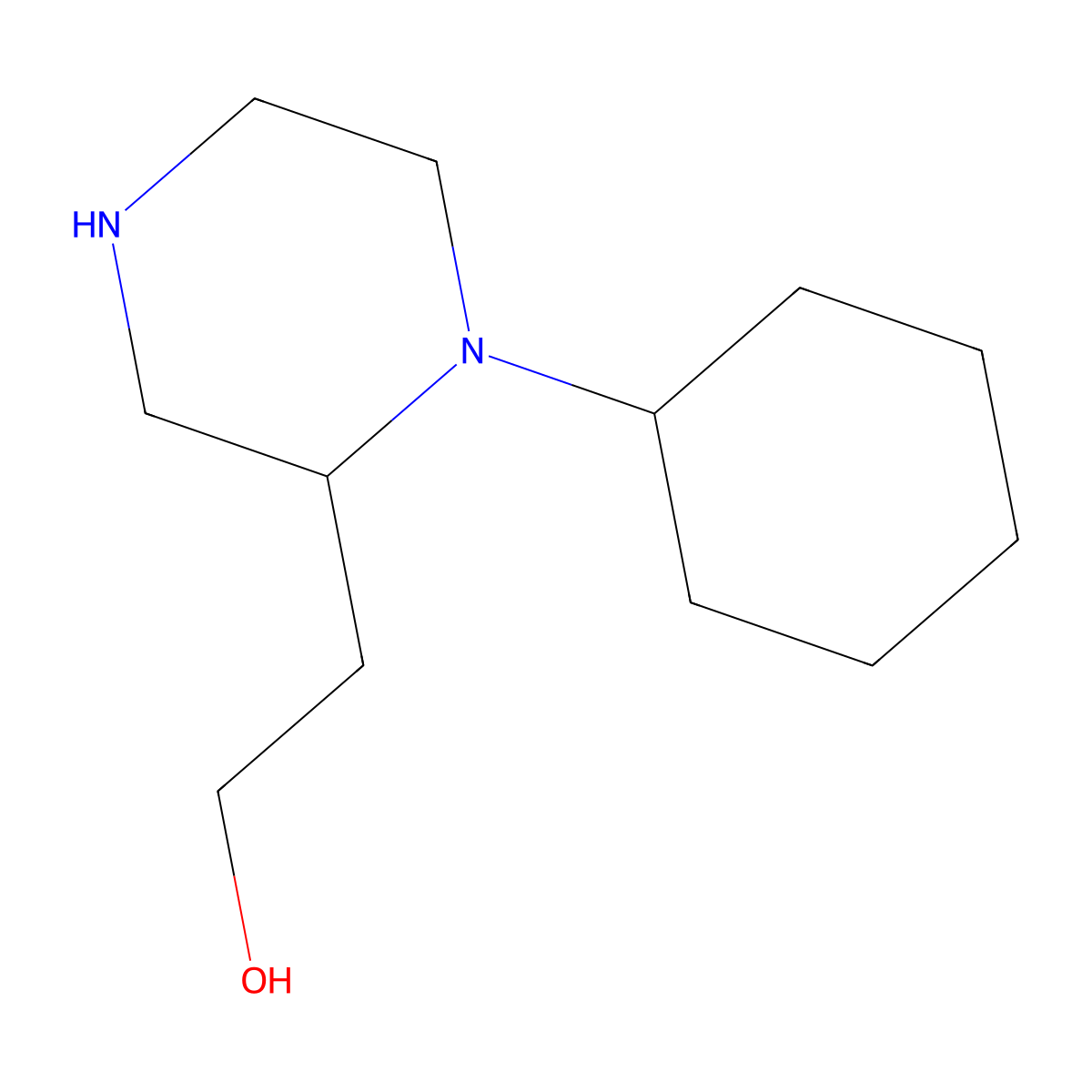 2-(1-Cyclohexyl-2-piperazinyl)ethanol molecular structure, CAS 1211505-12-2