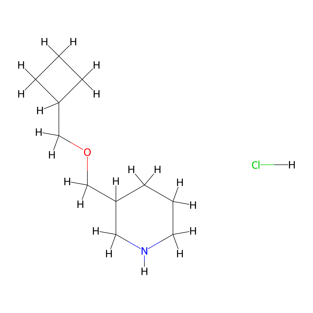 Cyclobutylmethyl 3-piperidinylmethyl ether hydrochloride molecular structure, CAS 1211505-35-9