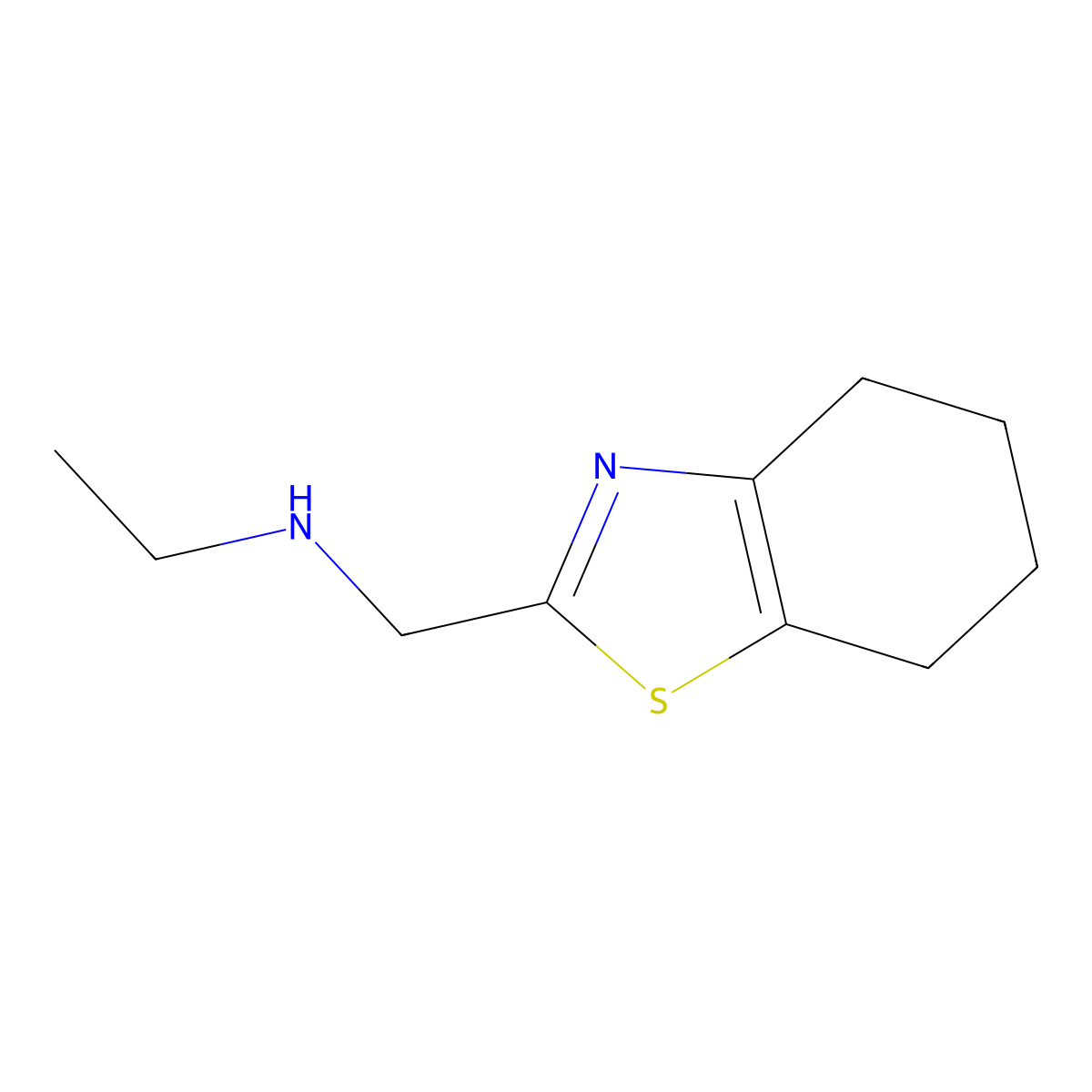 Ethyl[(4,5,6,7-tetrahydro-1,3-benzothiazol-2-yl)methyl]amine molecular structure, CAS 1211505-36-0