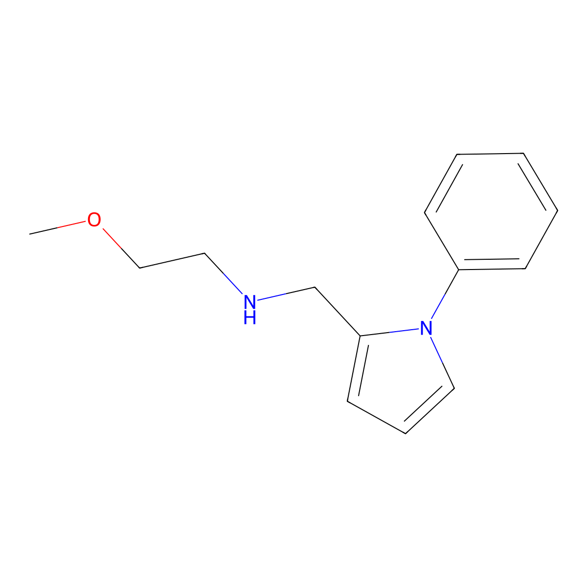 2-methoxy-N-((1-phenyl-1H-pyrrol-2-yl)methyl)ethanamine molecular structure, CAS 1211505-72-4