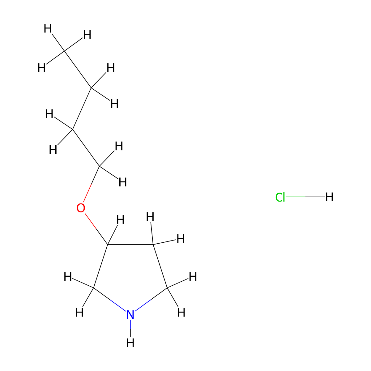 3-Butoxypyrrolidine hydrochloride molecular structure, CAS 1211507-20-8