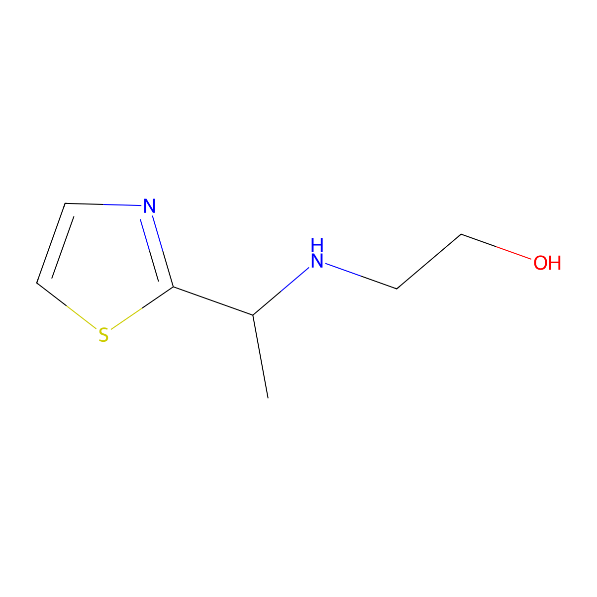 2-(1-Thiazol-2-yl-ethylamino)-ethanol molecular structure, CAS 1211507-50-4