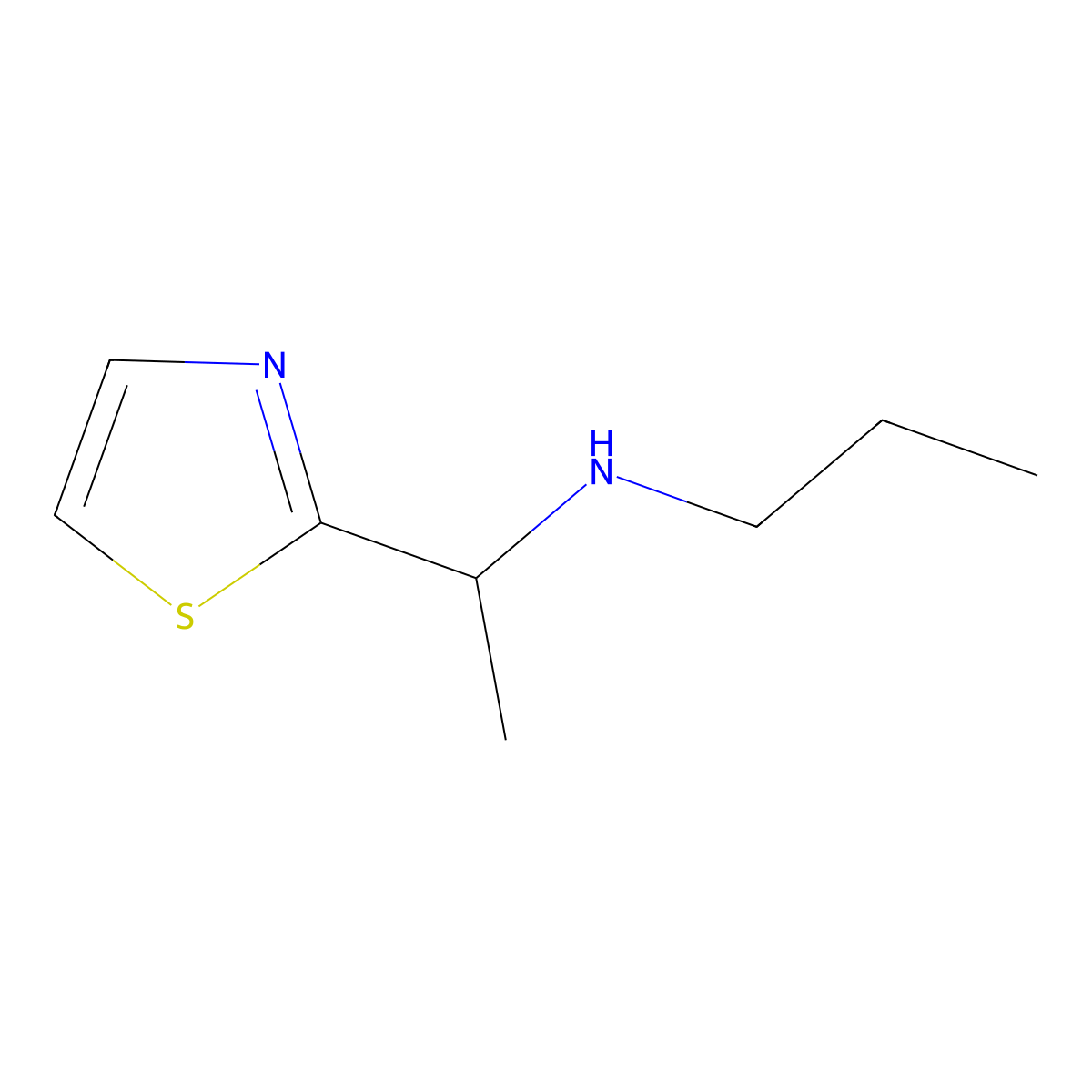 Propyl[1-(1,3-thiazol-2-yl)ethyl]amine molecular structure, CAS 1211507-52-6