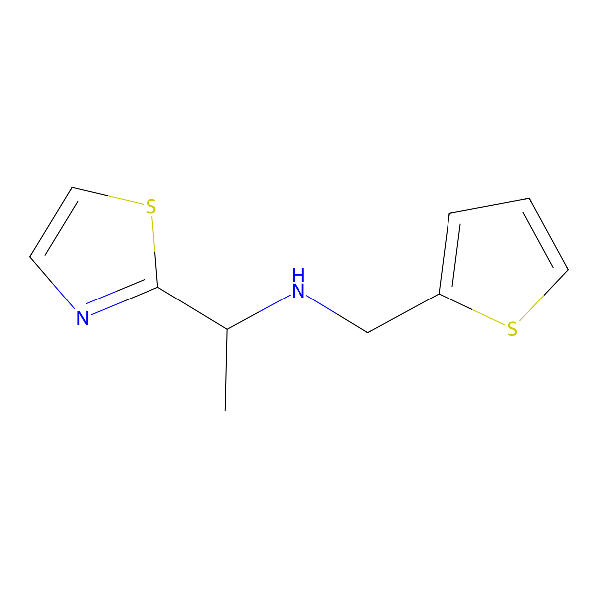 [1-(1,3-Thiazol-2-yl)ethyl][(thiophen-2-yl)methyl]amine molecular structure, CAS 1211507-71-9