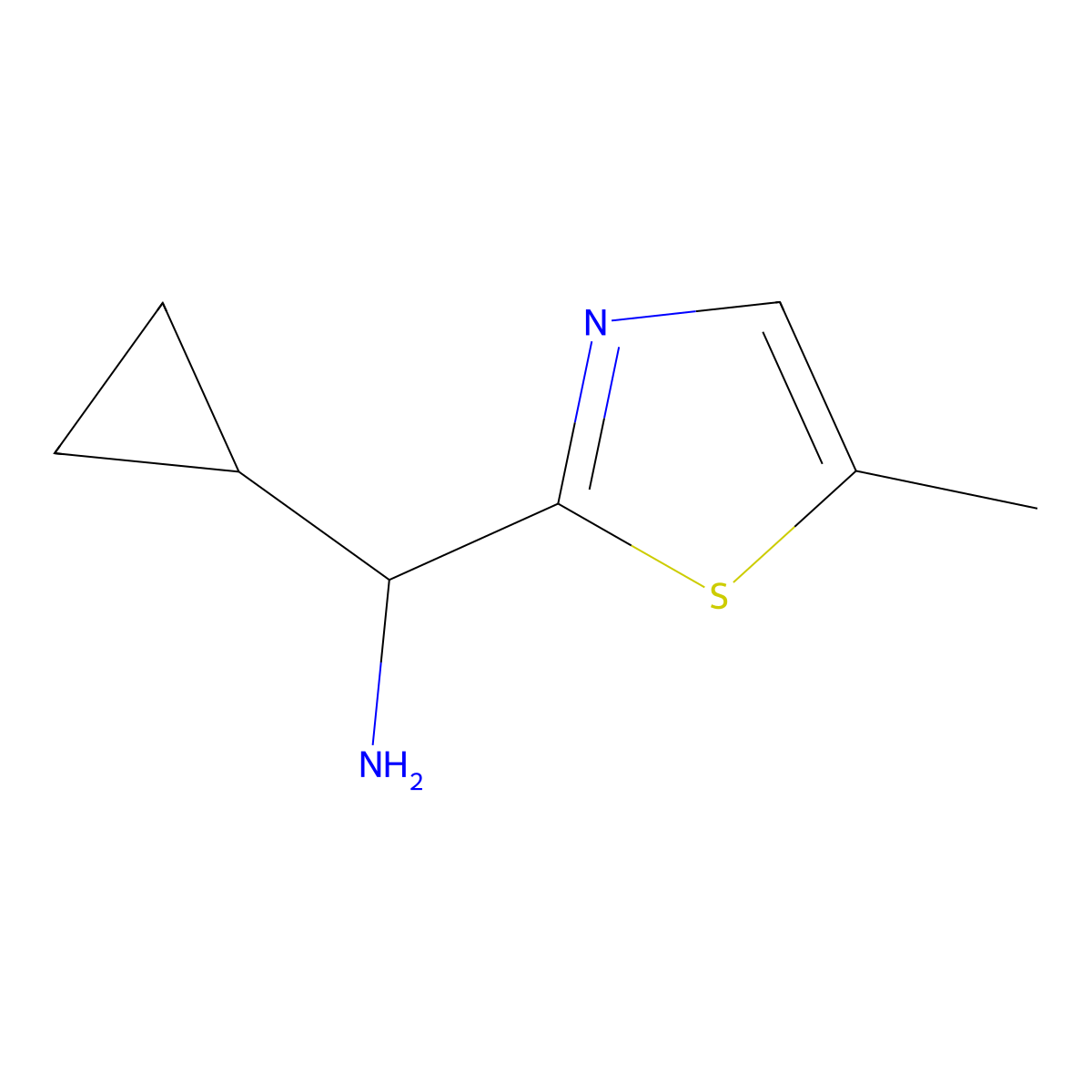 Cyclopropyl(5-methyl-1,3-thiazol-2-yl)methanamine molecular structure, CAS 1211508-04-1