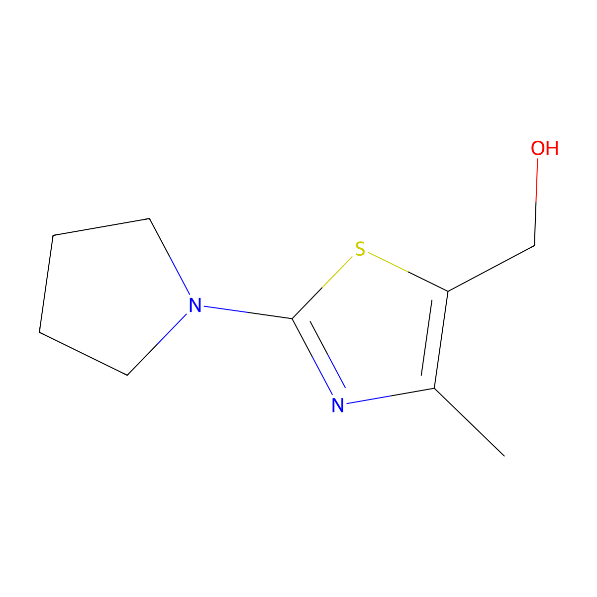 [4-Methyl-2-(pyrrolidin-1-yl)-1,3-thiazol-5-yl]methanol molecular structure, CAS 1211508-26-7