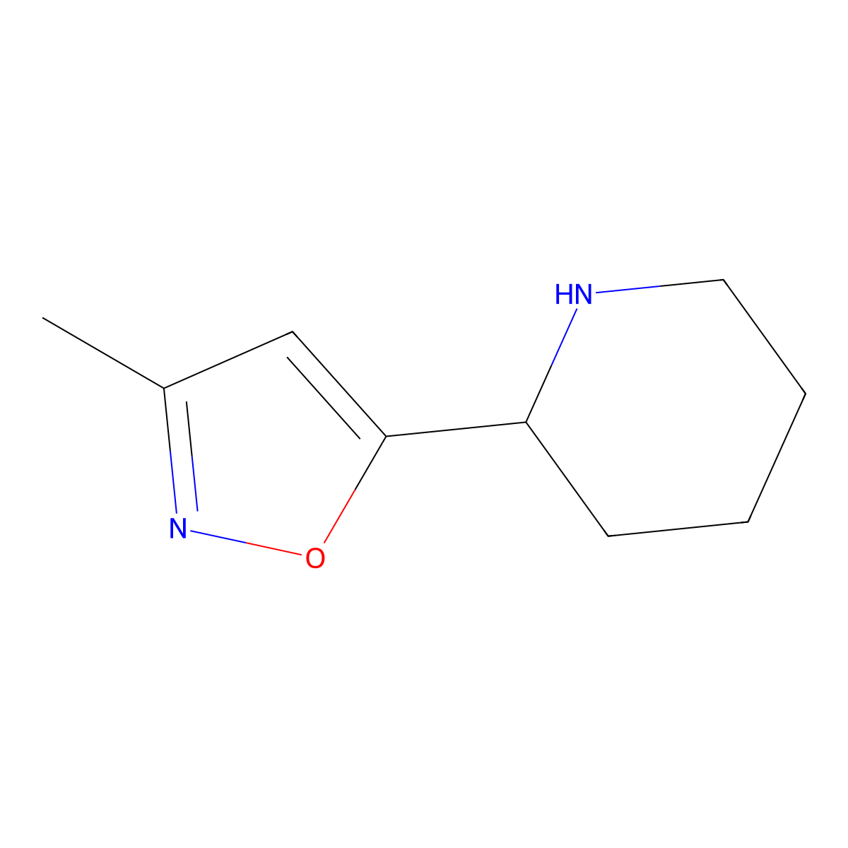 2-(3-Methyl-5-isoxazolyl)piperidine molecular structure, CAS 1211509-04-4