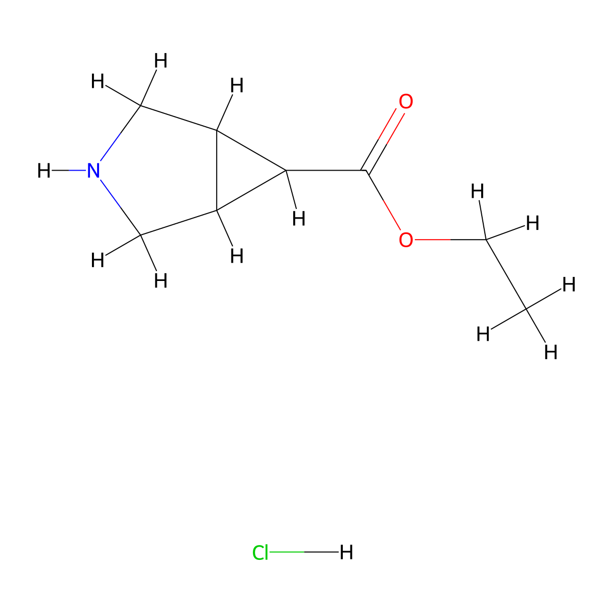 Ethyl 3-azabicyclo[3.1.0]hexane-6-carboxylate hydrochloride molecular structure, CAS 1211510-15-4