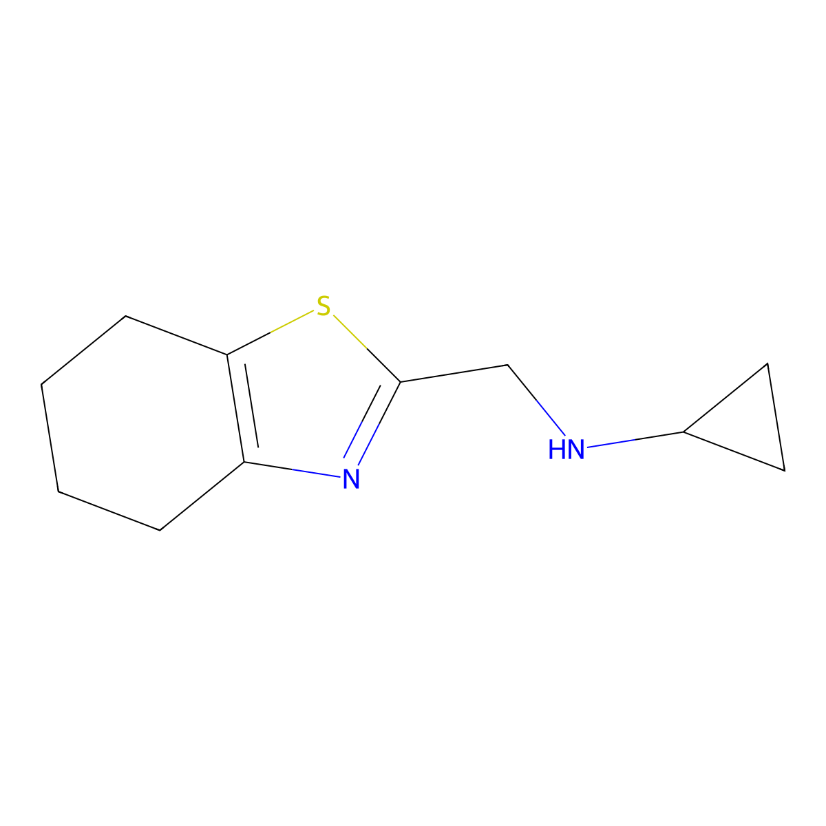 n-((4,5,6,7-Tetrahydrobenzo[d]thiazol-2-yl)methyl)cyclopropanamine molecular structure, CAS 1211510-95-0