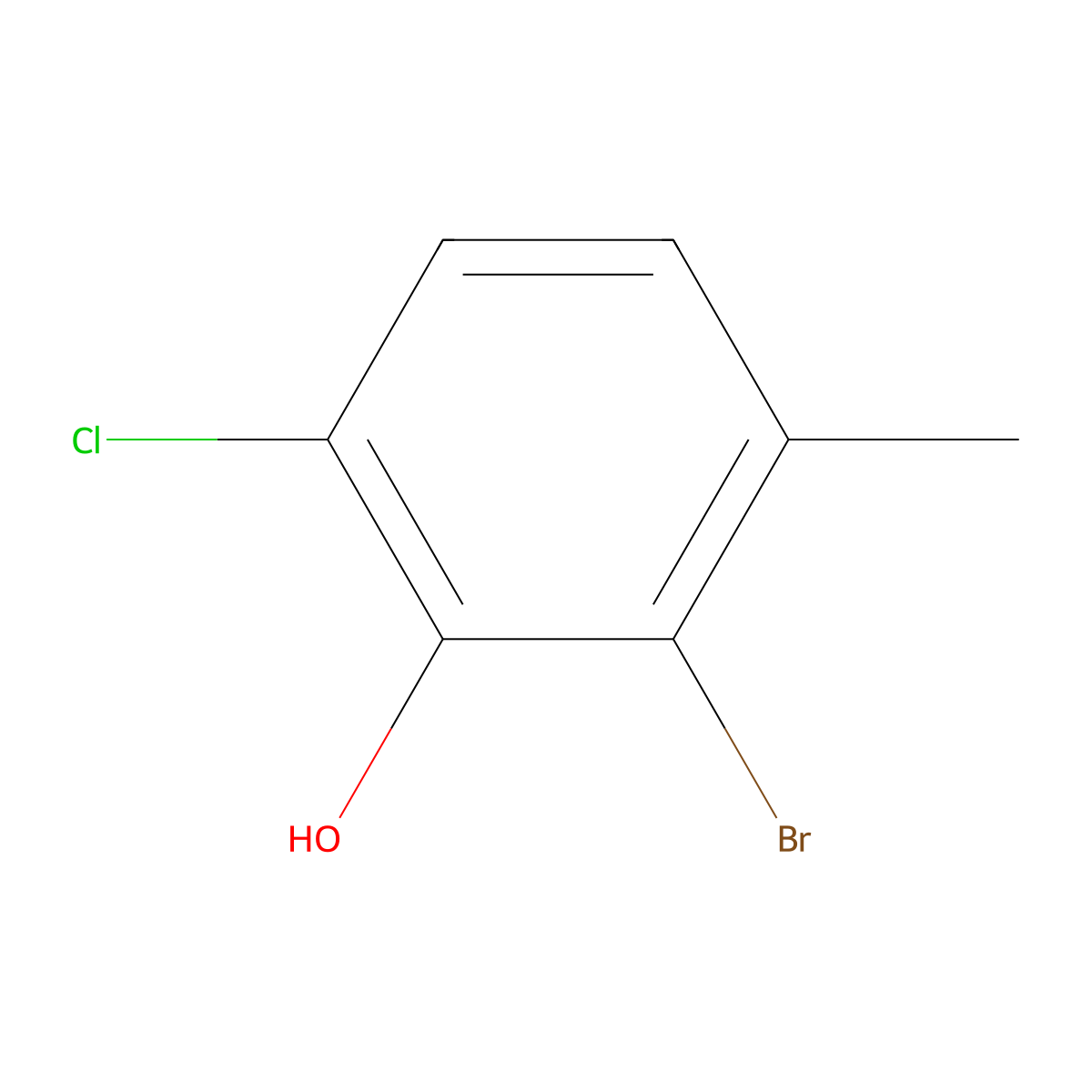 2-Bromo-6-chloro-3-methylphenol molecular structure, CAS 1211512-31-0