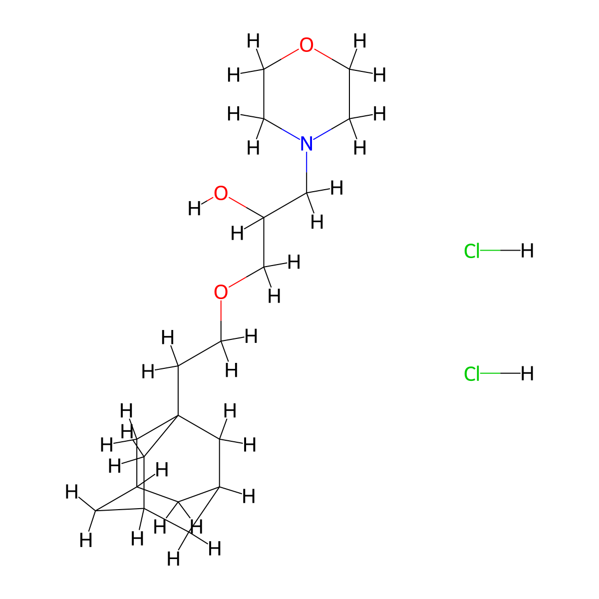 1-(2-((3r,5r,7r)-Adamantan-1-yl)ethoxy)-3-morpholinopropan-2-ol dihydrochloride molecular structure, CAS 1211512-44-5