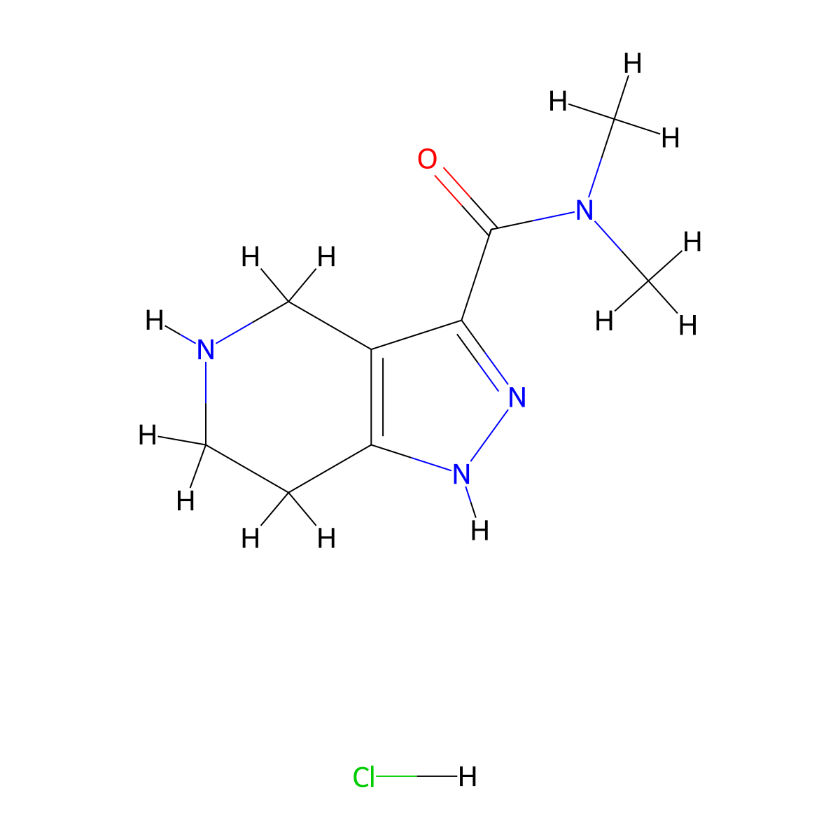 N,N-Dimethyl-4,5,6,7-tetrahydro-1H-pyrazolo-[4,3-c]pyridine-3-carboxamide hydrochloride molecular structure, CAS 1211512-45-6