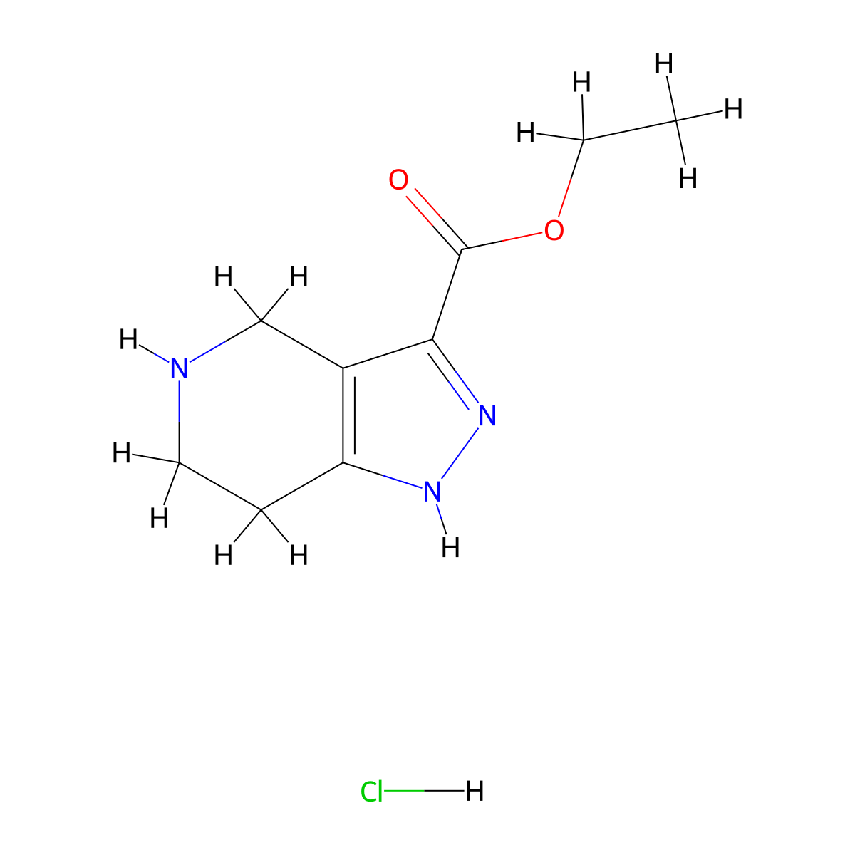 ethyl 1H,4H,5H,6H,7H-pyrazolo[4,3-c]pyridine-3-carboxylate hydrochloride molecular structure, CAS 1211512-51-4