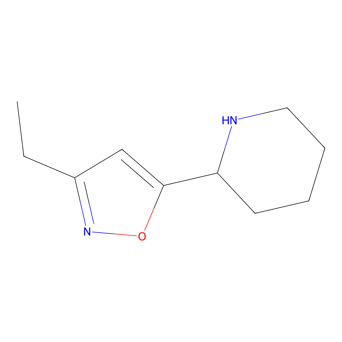 2-(3-Ethyl-1,2-oxazol-5-yl)piperidine molecular structure, CAS 1211512-85-4