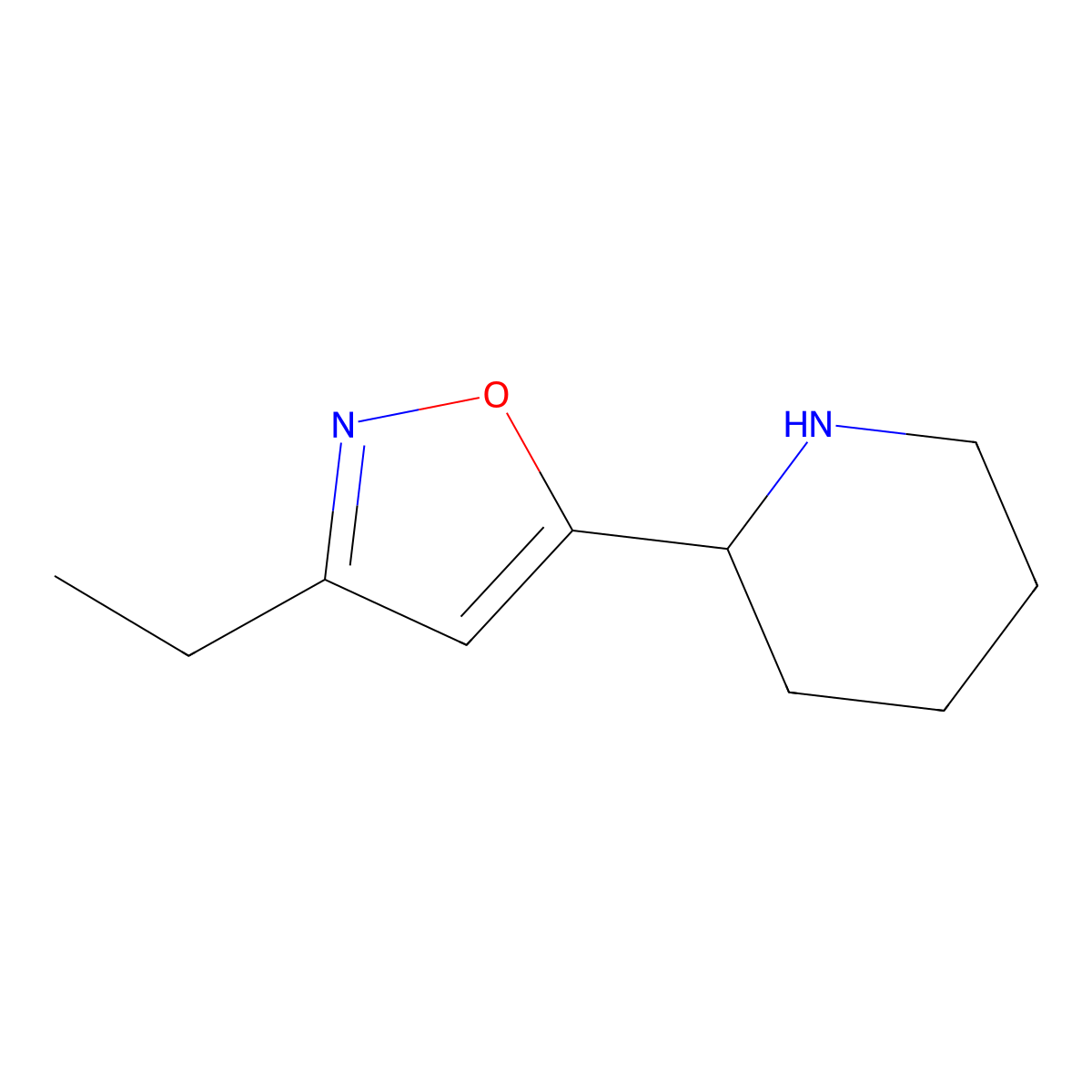 2-(3-Ethyl-1,2-oxazol-5-yl)piperidine molecular structure, CAS 1211512-85-4