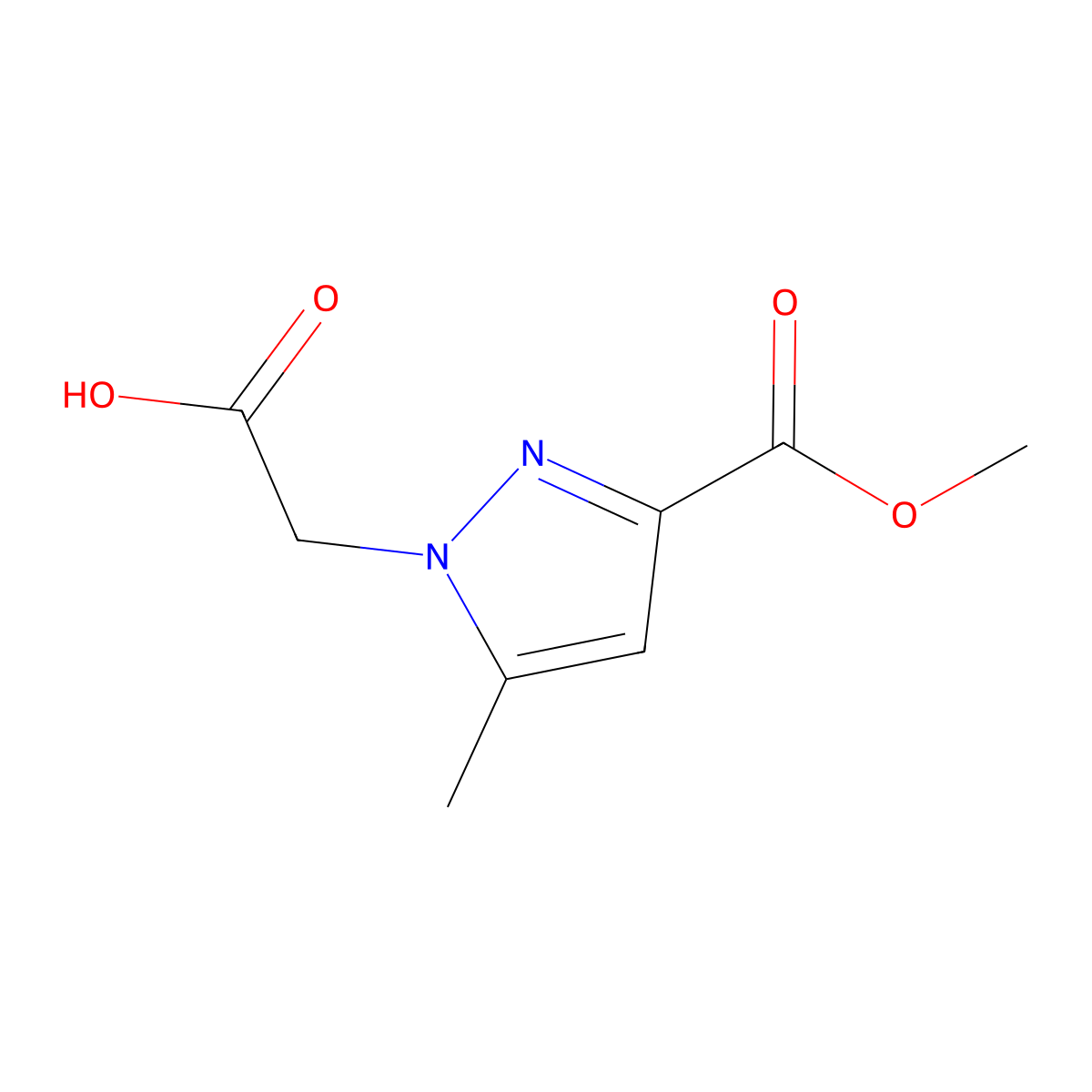 2-(3-(methoxycarbonyl)-5-methyl-1H-pyrazol-1-yl)acetic acid molecular structure, CAS 1211513-40-4