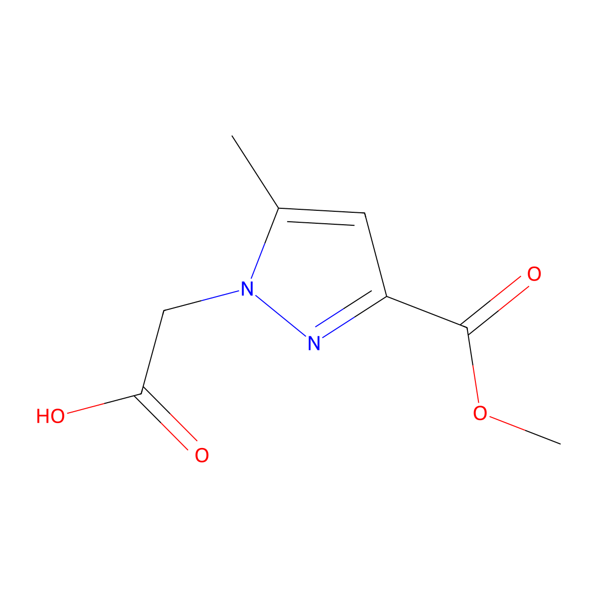 2-(3-(methoxycarbonyl)-5-methyl-1H-pyrazol-1-yl)acetic acid molecular structure, CAS 1211513-40-4