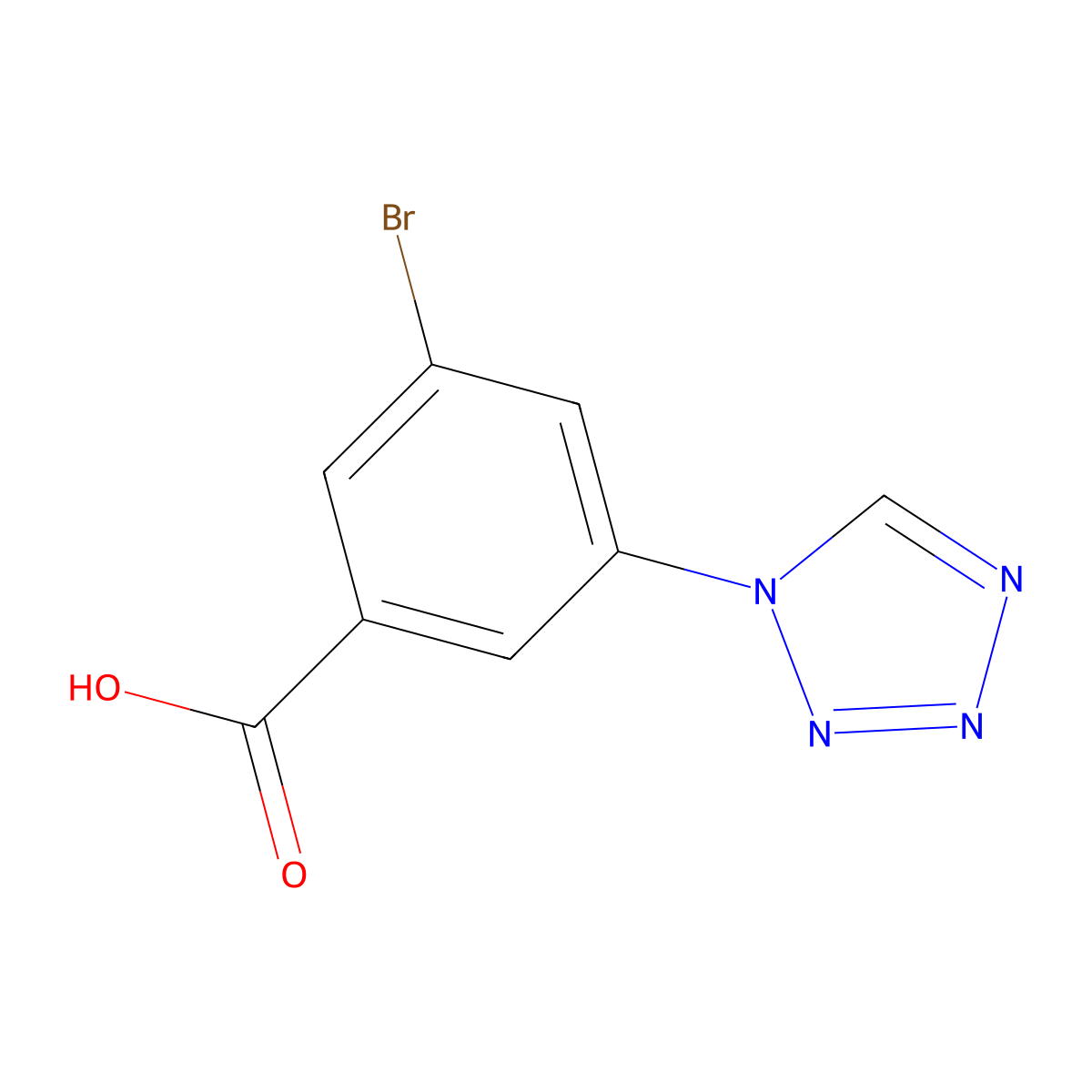 3-bromo-5-(1H-1,2,3,4-tetrazol-1-yl)benzoic acid molecular structure, CAS 1211514-34-9