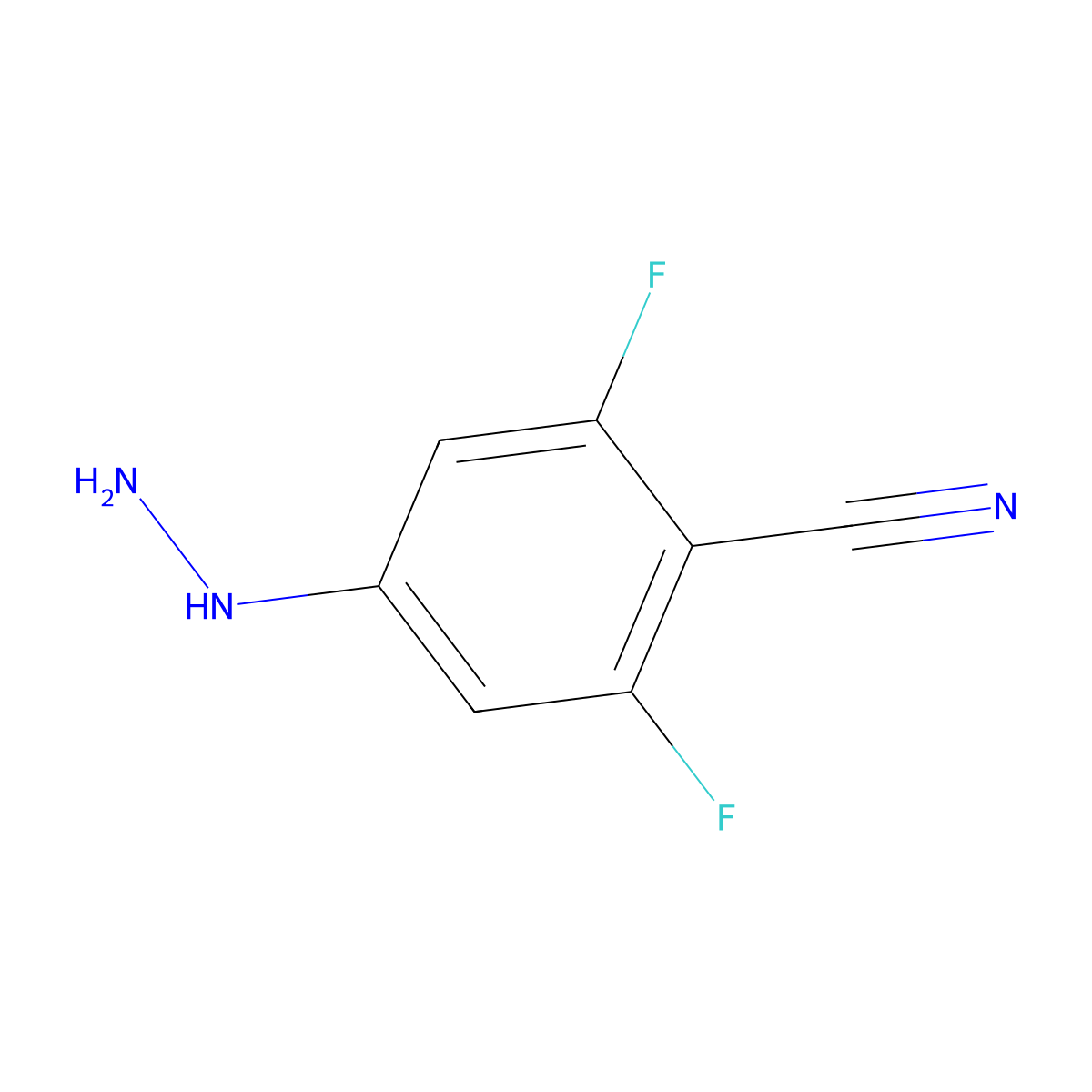 2,6-Difluoro-4-hydrazino-benzonitrile molecular structure, CAS 1211514-57-6