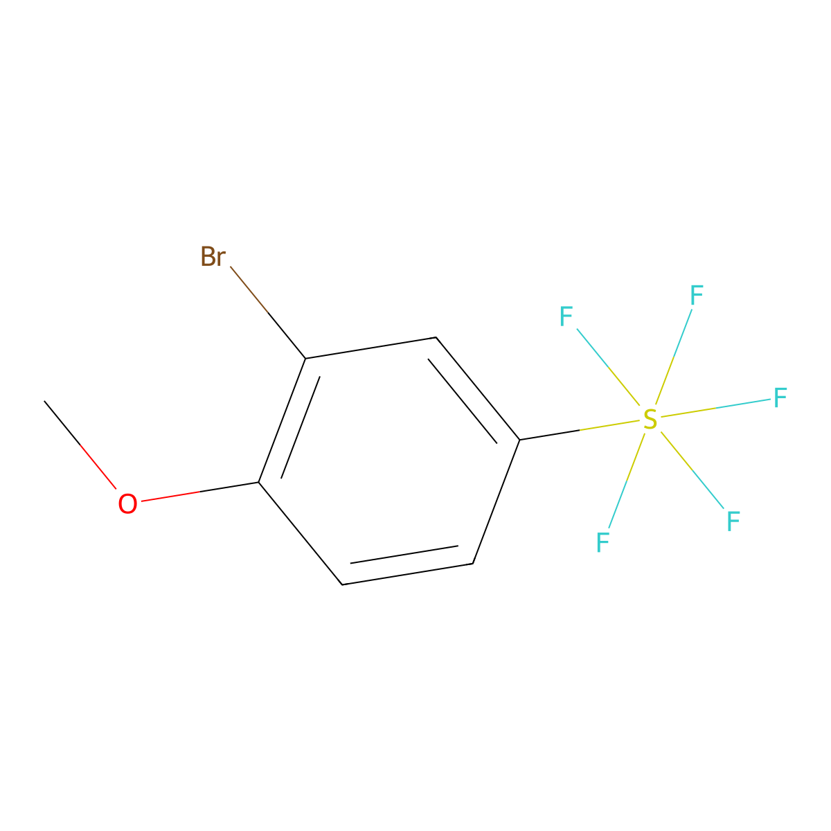 2-Bromo-1-methoxy-4-(pentafluoro-lambda~6~-sulfanyl)benzene molecular structure, CAS 1211514-99-6