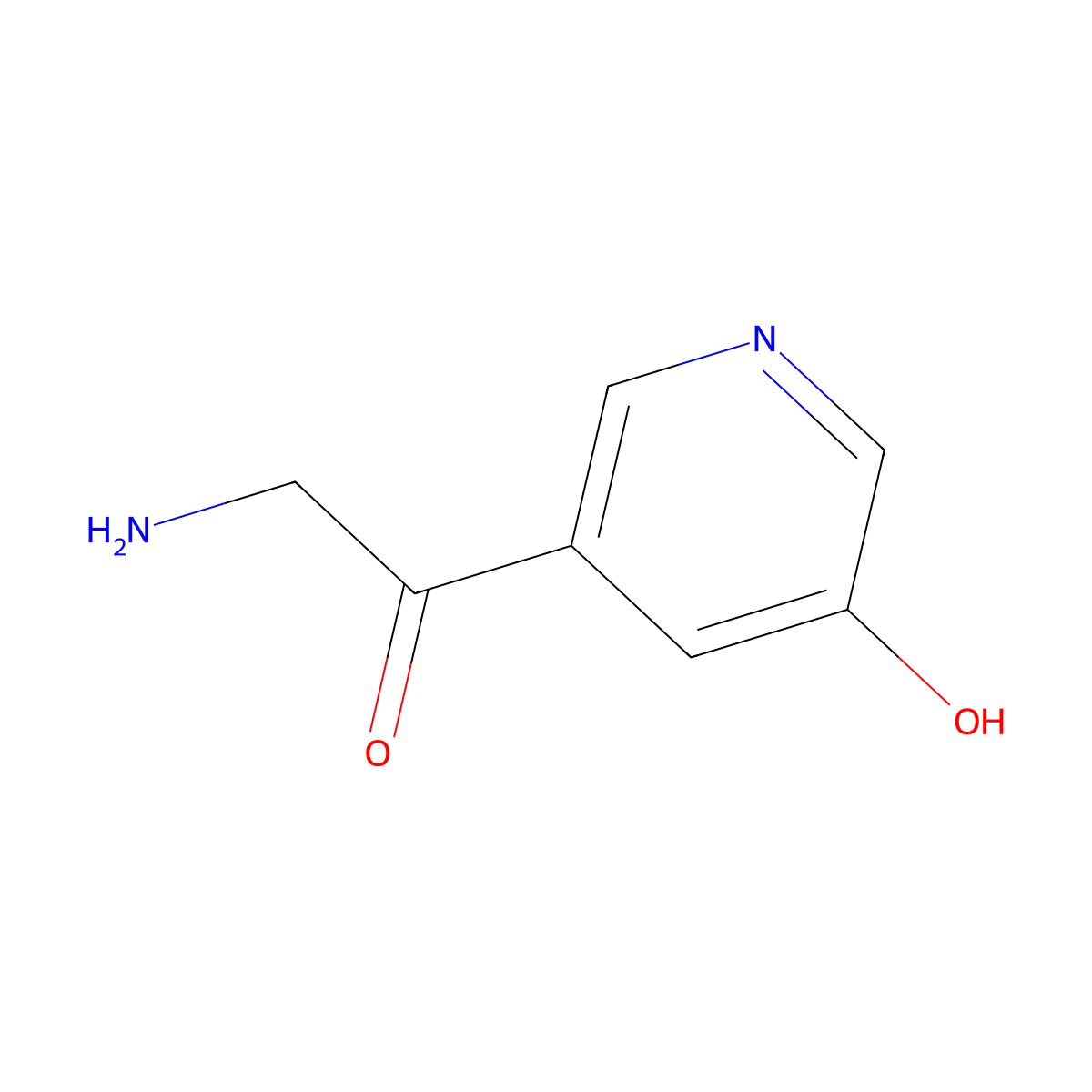 2-Amino-1-(5-hydroxypyridin-3-yl)ethan-1-one molecular structure, CAS 1211515-38-6