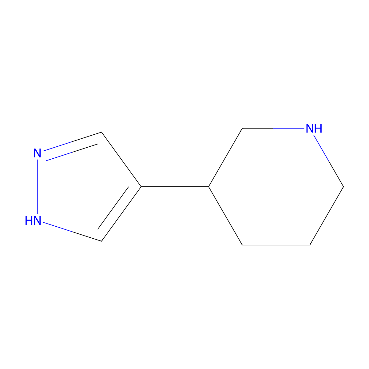 3-(1H-pyrazol-4-yl)piperidine molecular structure, CAS 1211515-46-6
