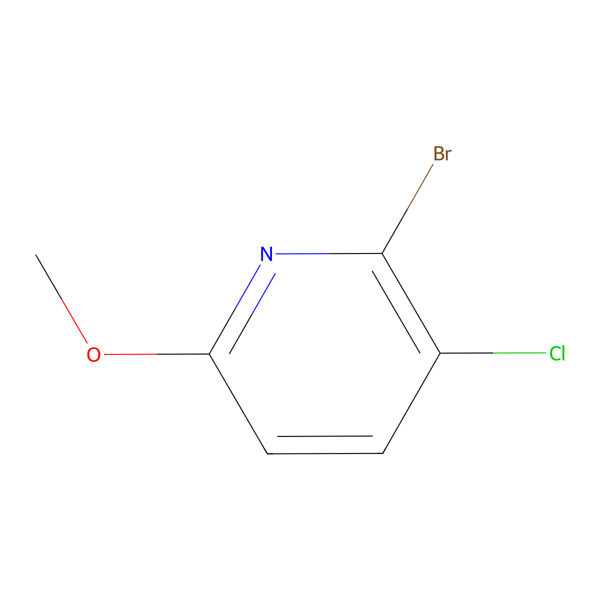 2-Bromo-3-chloro-6-methoxypyridine molecular structure, CAS 1211515-77-3
