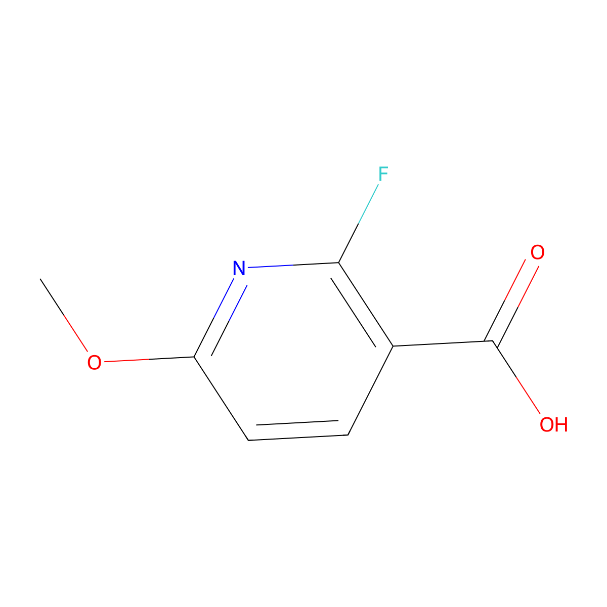 2-Fluoro-6-methoxy-3-pyridinecarboxylic acid molecular structure, CAS 1211515-88-6