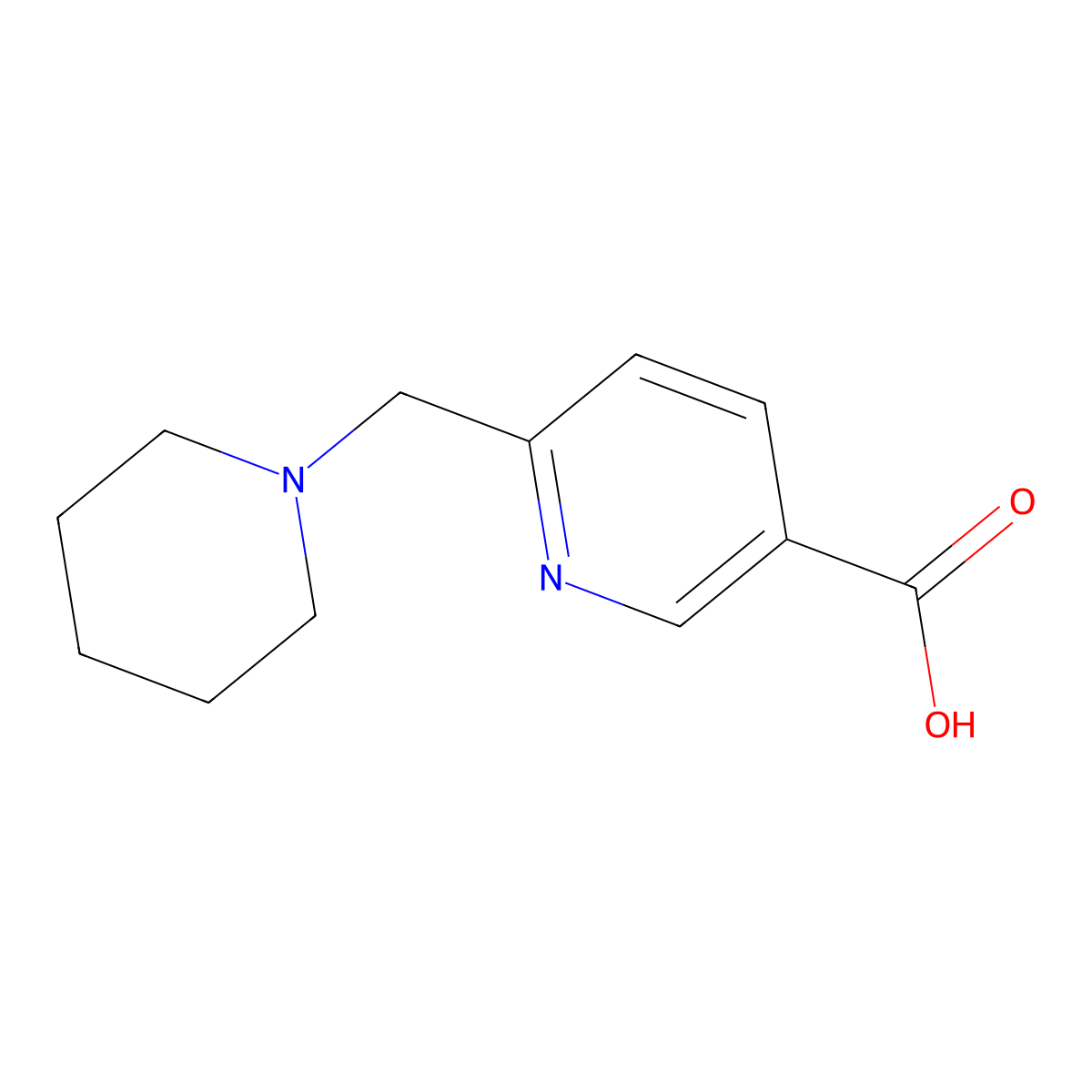 6-(Piperidin-1-ylmethyl)nicotinic acid molecular structure, CAS 1211515-94-4