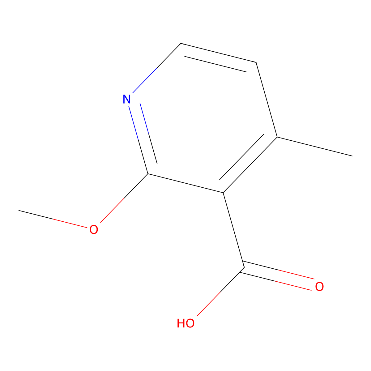 2-Methoxy-4-methylpyridine-3-carboxylic acid molecular structure, CAS 1211516-03-8