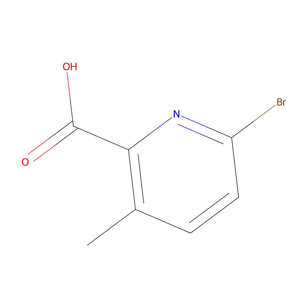 6-Bromo-3-methylpyridine-2-carboxylic acid molecular structure, CAS 1211516-18-5
