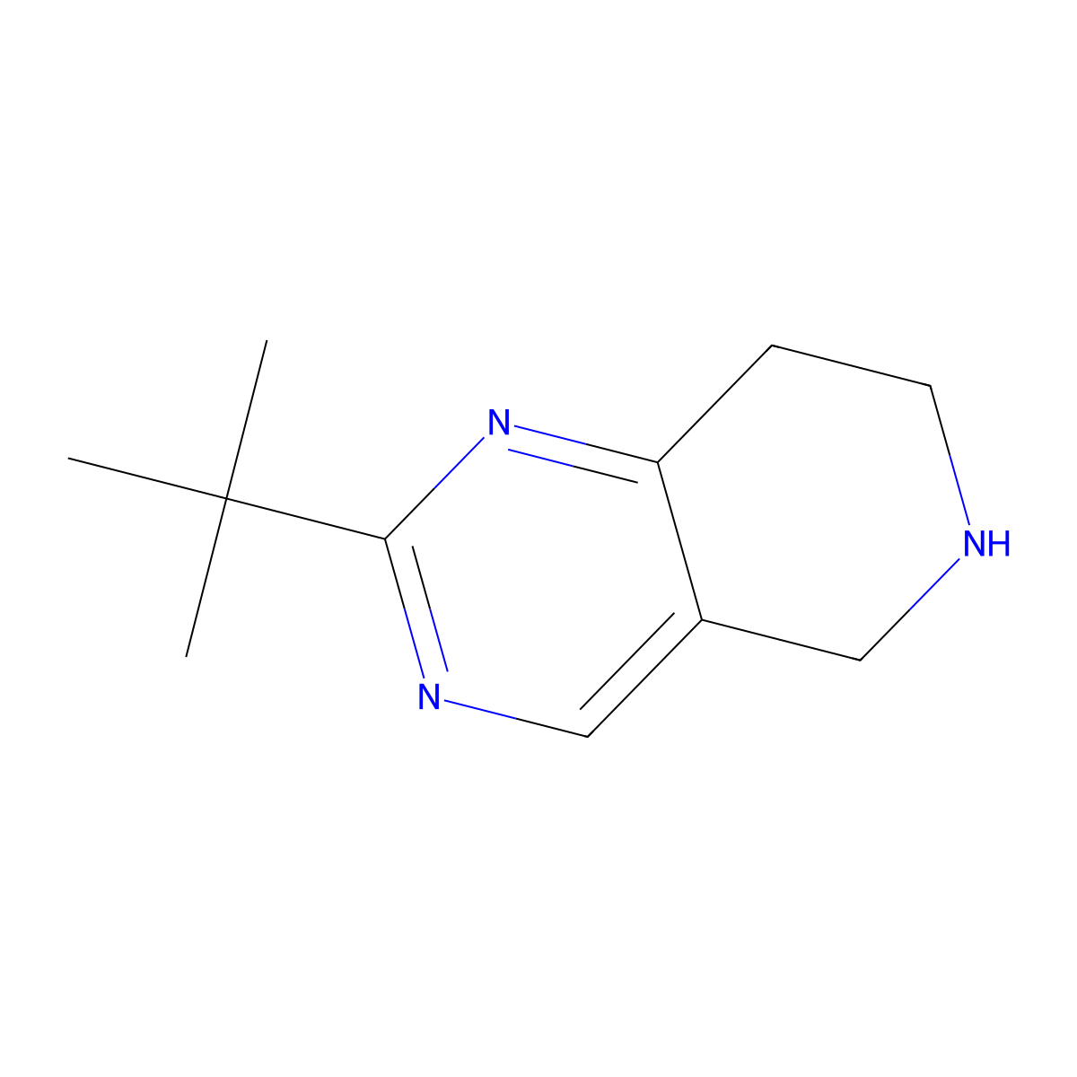 2-Tert-butyl-5,6,7,8-tetrahydropyrido[4,3-d]pyrimidine molecular structure, CAS 1211516-37-8