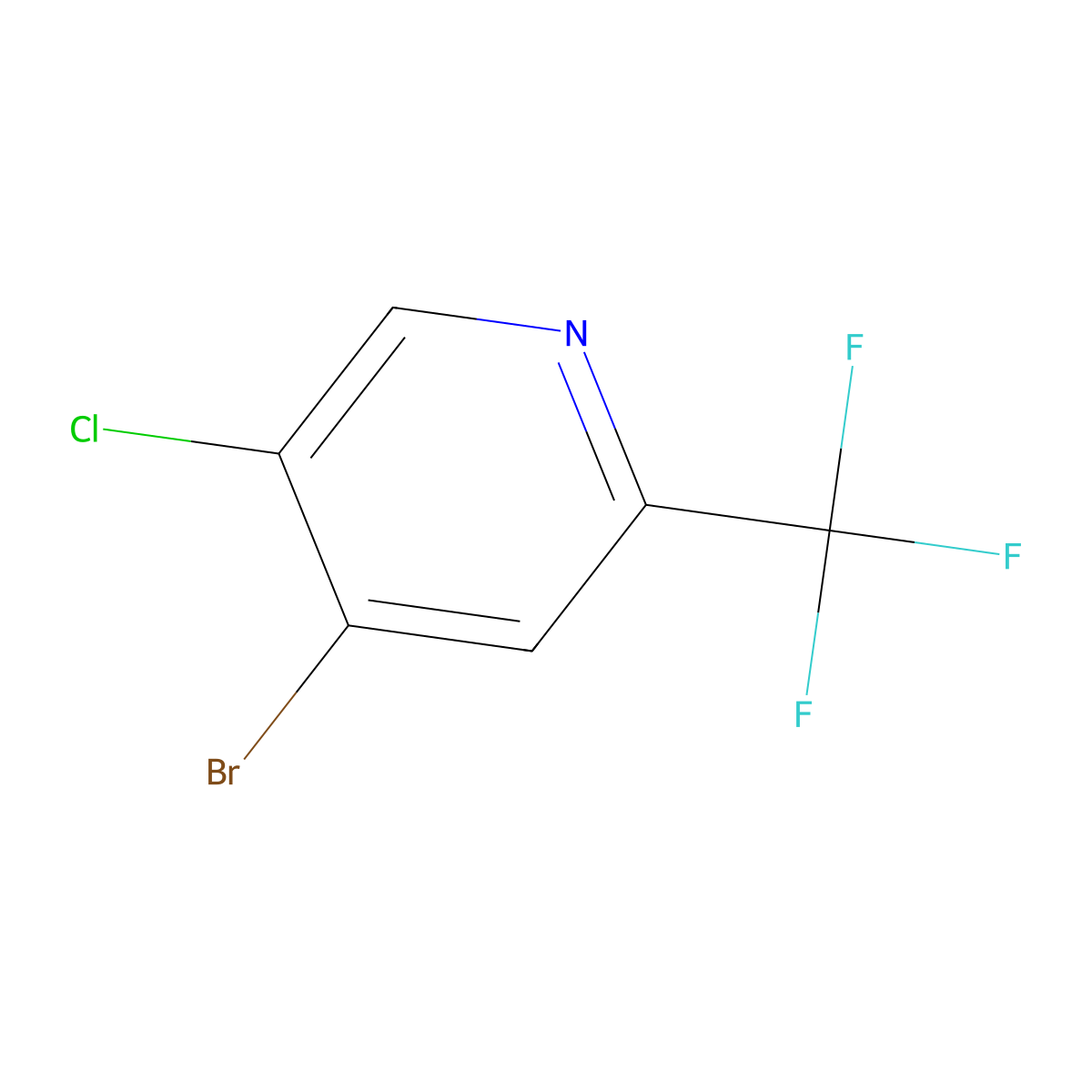 4-Bromo-5-chloro-2-(trifluoromethyl)pyridine molecular structure, CAS 1211516-56-1
