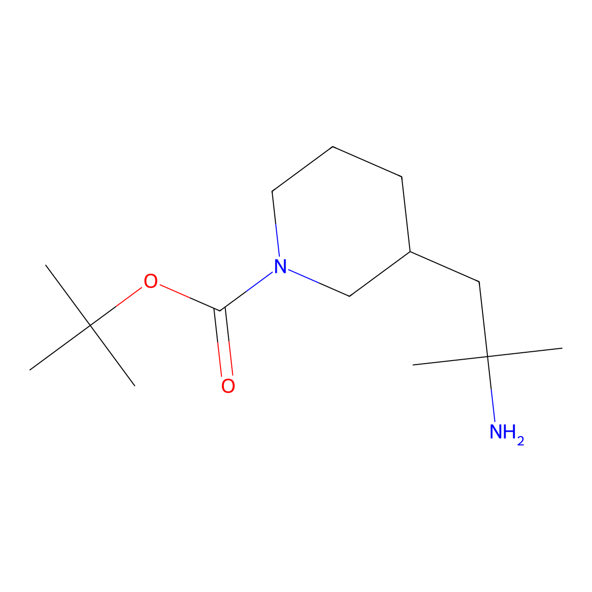Tert-butyl 3-(2-amino-2-methylpropyl)piperidine-1-carboxylate molecular structure, CAS 1211517-31-5