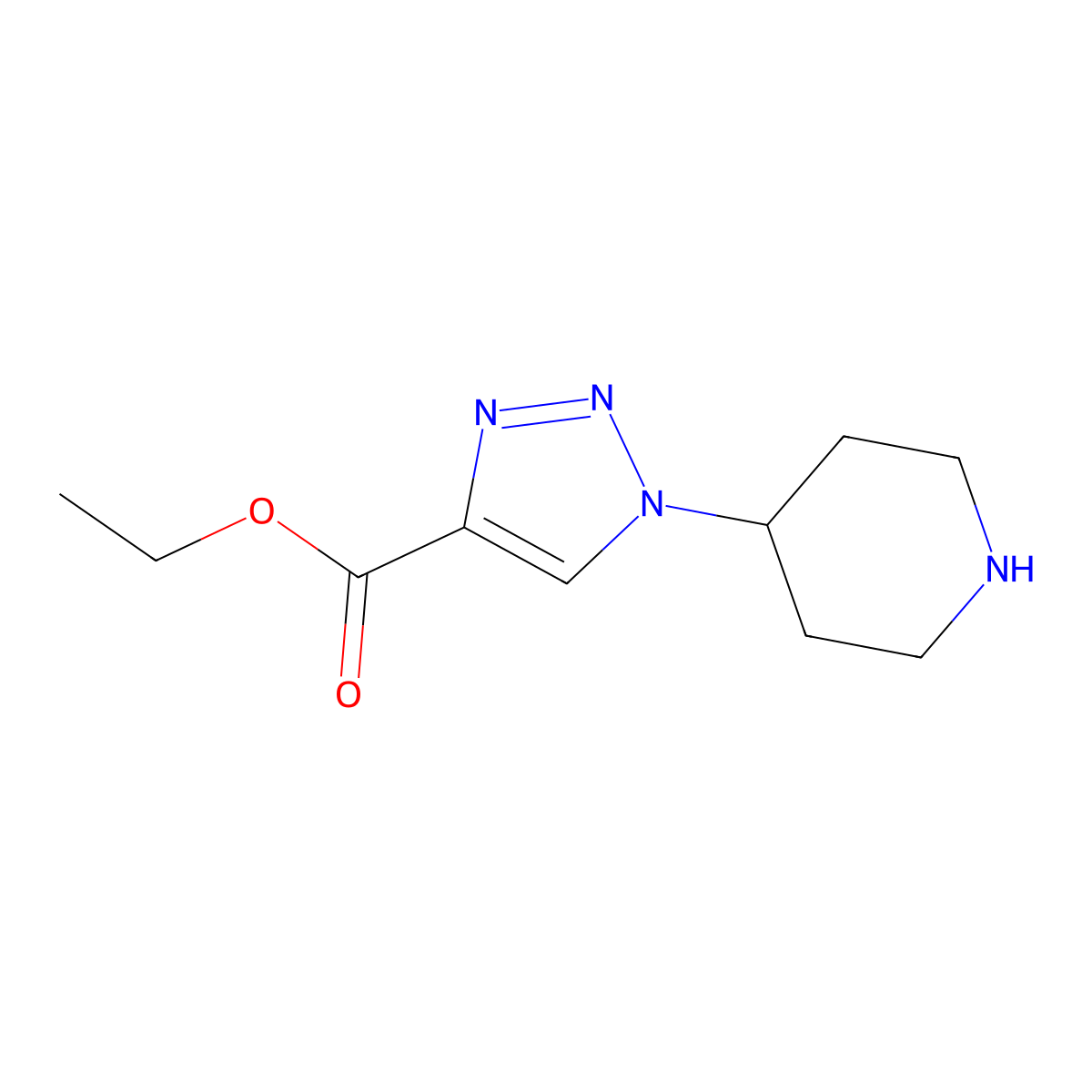 Ethyl 1-(piperidin-4-yl)-1H-1,2,3-triazole-4-carboxylate molecular structure, CAS 1211517-35-9