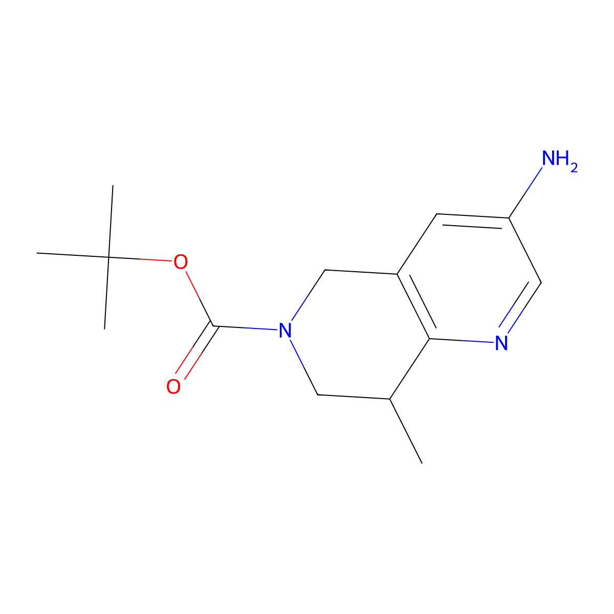 tert-butyl 3-amino-8-methyl-7,8-dihydro-1,6-naphthyridine-6(5H)-carboxylate molecular structure, CAS 1211517-79-1
