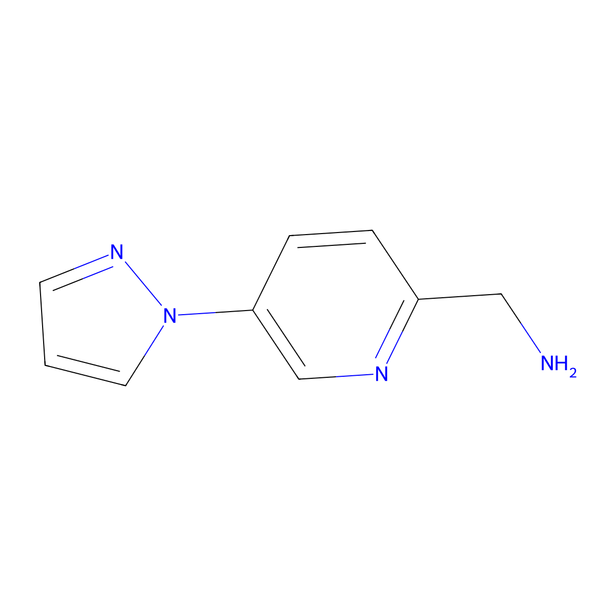 [5-(1H-pyrazol-1-yl)pyridin-2-yl]methanamine molecular structure, CAS 1211518-48-7