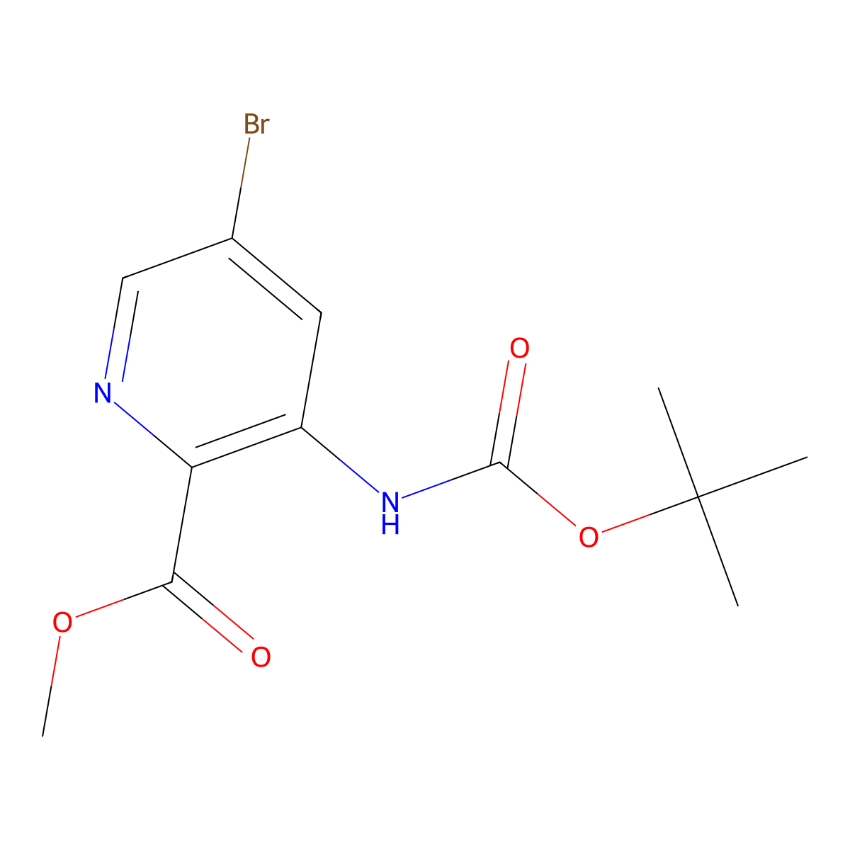 Methyl 5-bromo-3-{[(tert-butoxy)carbonyl]amino}pyridine-2-carboxylate molecular structure, CAS 1211519-37-7