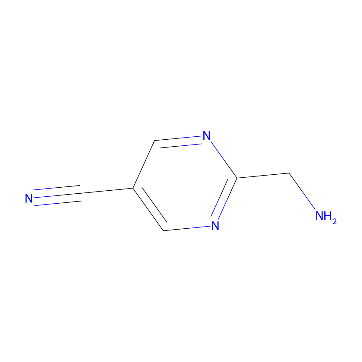 2-(Aminomethyl)pyrimidine-5-carbonitrile molecular structure, CAS 1211519-40-2