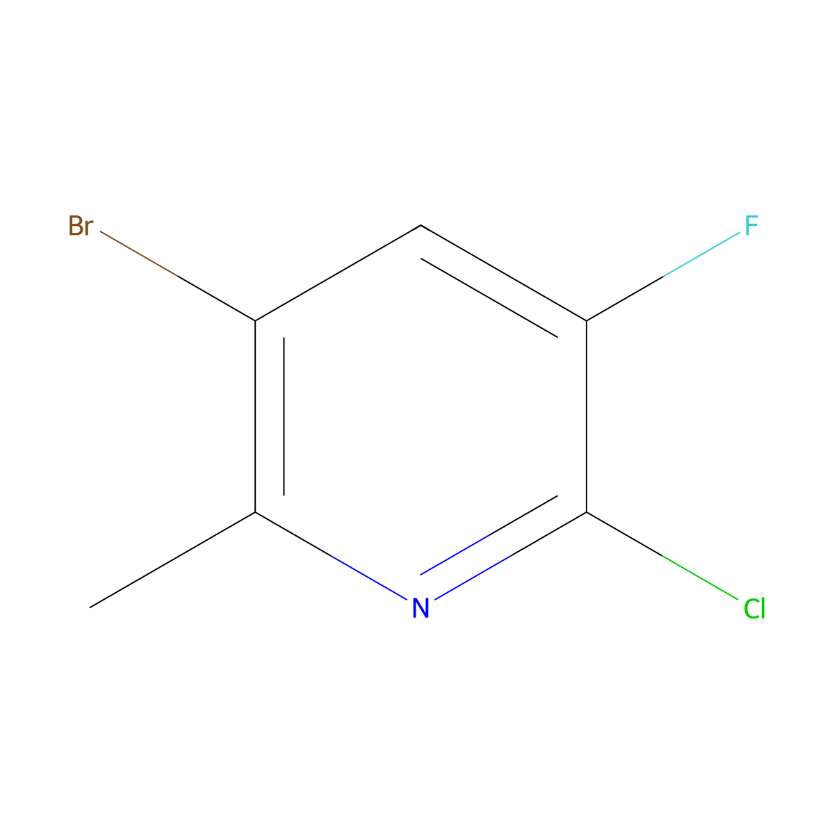 3-Bromo-6-chloro-5-fluoro-2-methylpyridine molecular structure, CAS 1211520-20-5