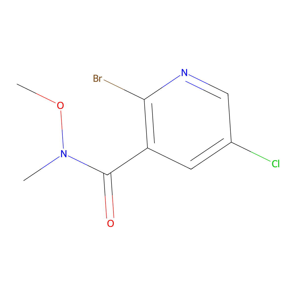 2-bromo-5-chloro-N-methoxy-N-methylnicotinamide molecular structure, CAS 1211520-48-7