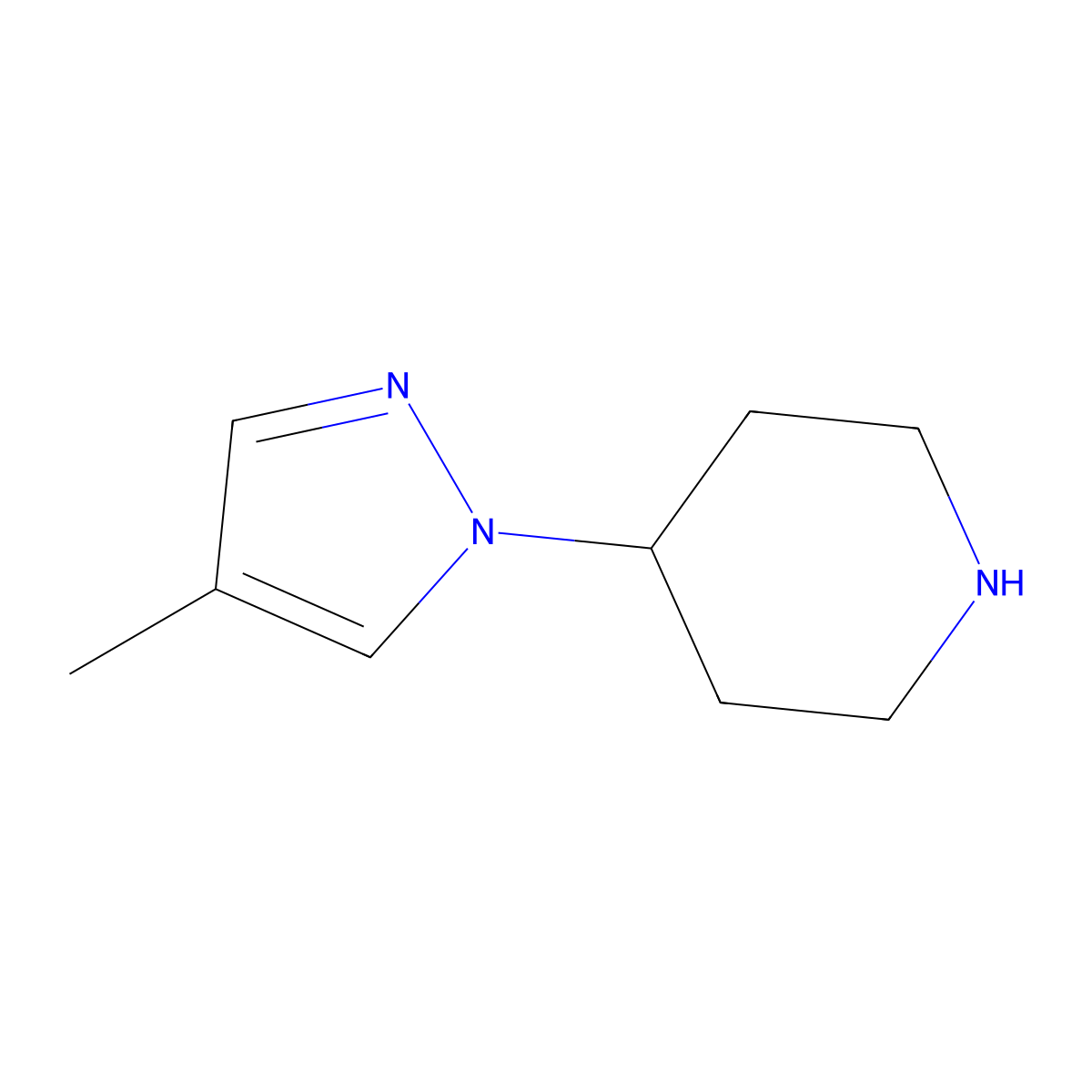 4-(4-methyl-1H-pyrazol-1-yl)piperidine molecular structure, CAS 1211520-55-6