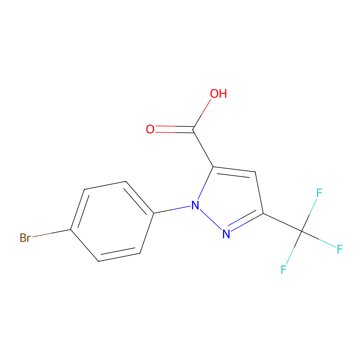 1-(4-bromophenyl)-3-(trifluoromethyl)-1H-Pyrazole-5-carboxylic acid molecular structure, CAS 1211520-63-6