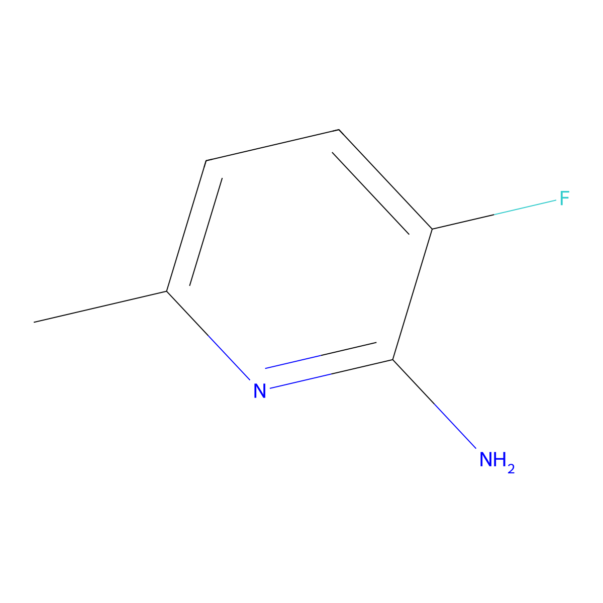 2-Amino-3-fluoro-6-methylpyridine molecular structure, CAS 1211520-83-0