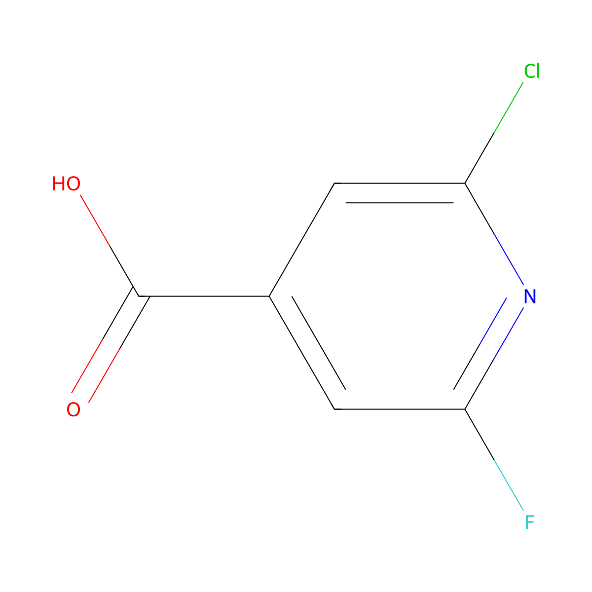 2-Chloro-6-fluoropyridine-4-carboxylic acid molecular structure, CAS 1211521-09-3