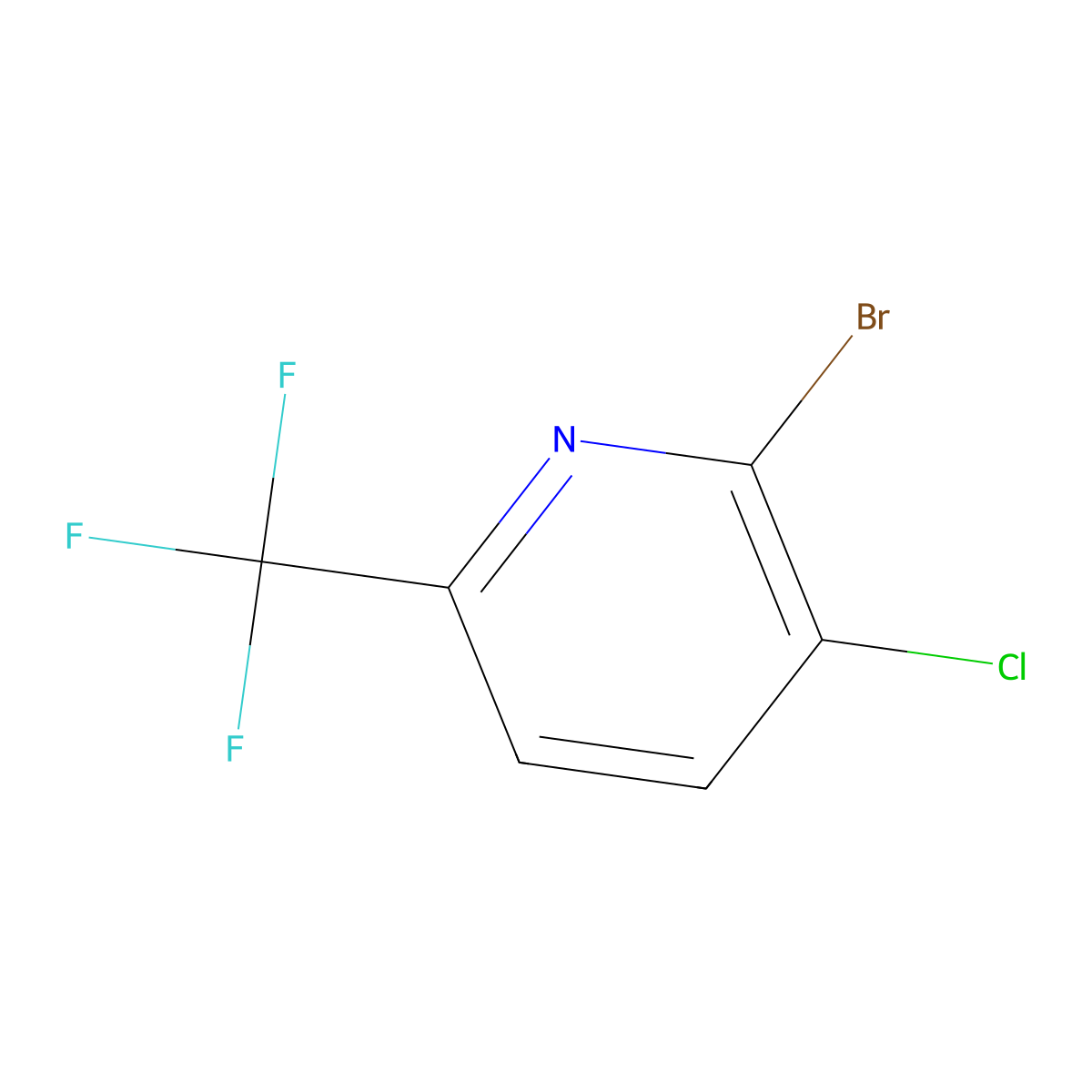 2-Bromo-3-chloro-6-(trifluoromethyl)pyridine molecular structure, CAS 1211521-13-9
