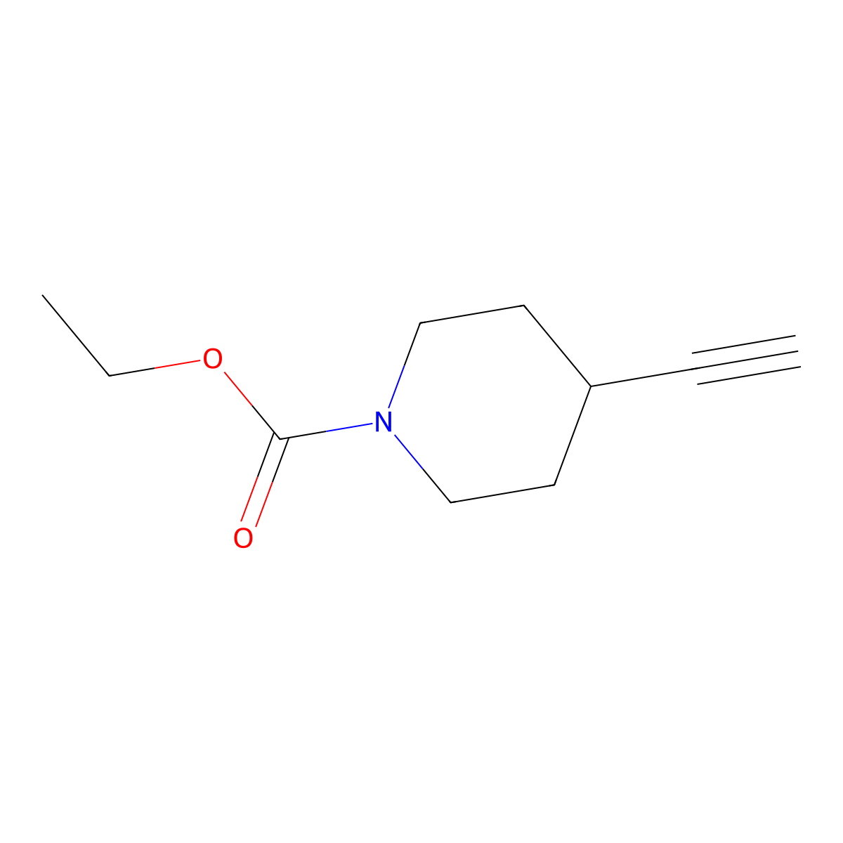 Ethyl 4-ethynylpiperidine-1-carboxylate molecular structure, CAS 1211521-28-6