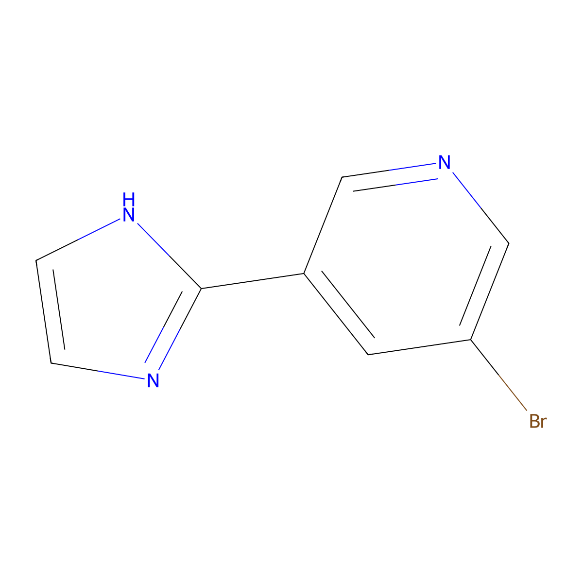3-bromo-5-(1H-imidazol-2-yl)pyridine molecular structure, CAS 1211521-74-2