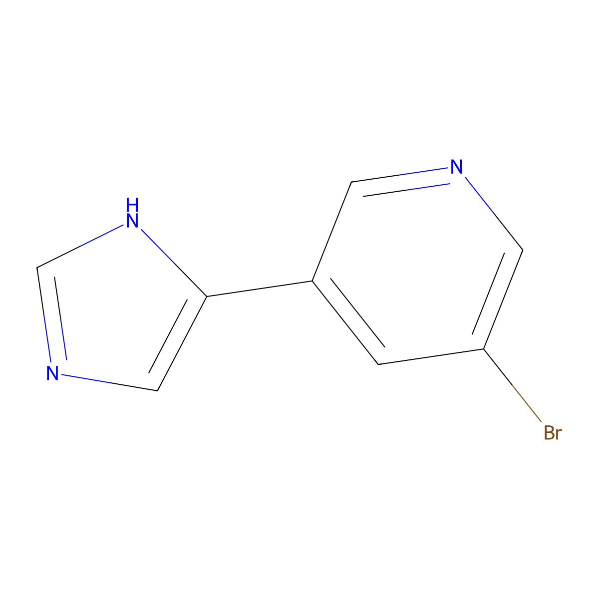 3-bromo-5-(1H-imidazol-4-yl)pyridine molecular structure, CAS 1211521-95-7